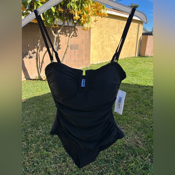 DKNY Black Gathered One-Piece Swimsuit - Picture 2 of 11